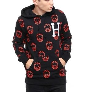HUF x Spitfire unisex medium hoodie red/black